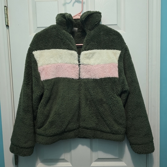 Wonder Nation Girls Soft Plush Green Jacket Size XXL - Picture 1 of 7